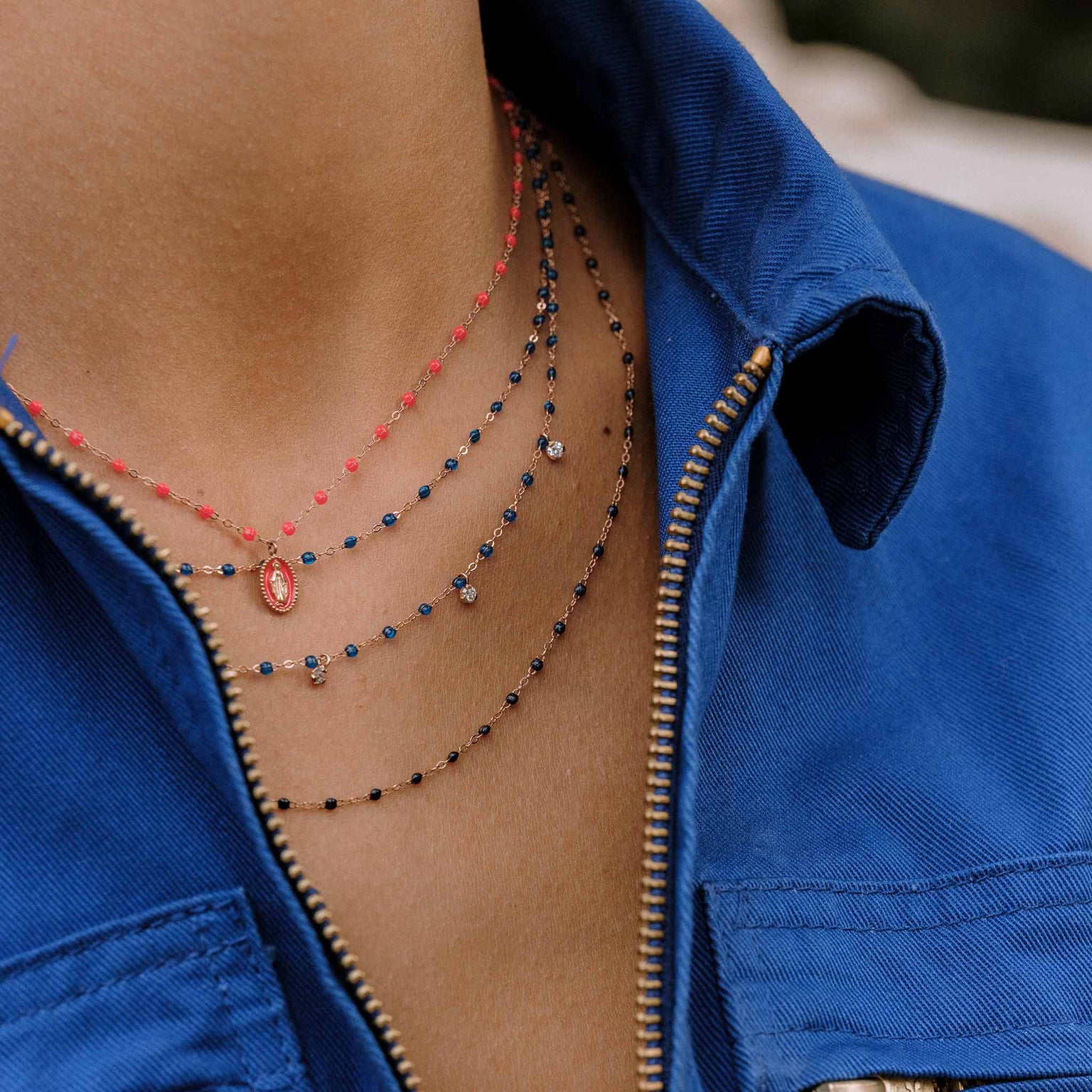 Gigi Clozeau - Collier saphir Classique Gigi, or rose, 42 cm