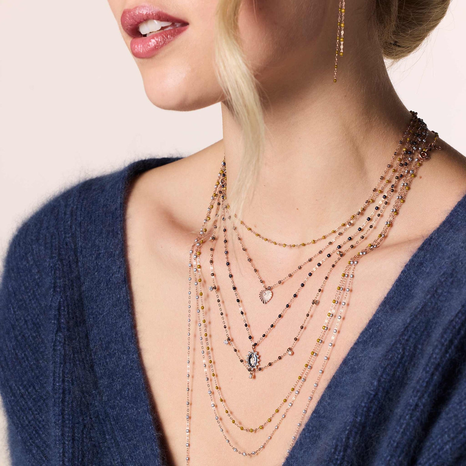 Gigi Clozeau - Collar largo plata Classique Gigi, oro rosa, 60 cm