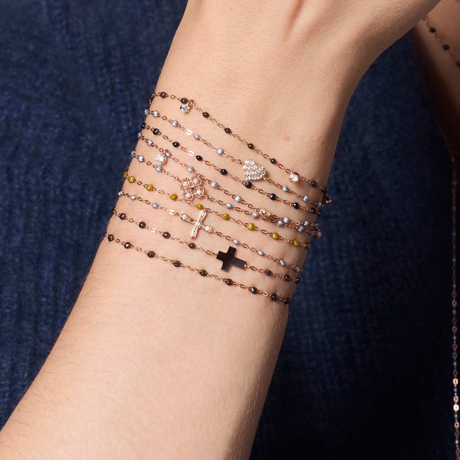 Gigi Clozeau - Pulsera plata In Love, diamantes, oro rosa, 17 cm