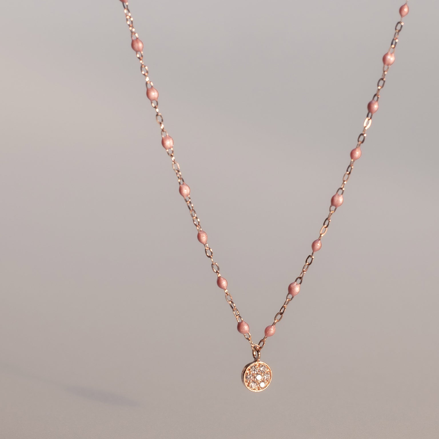 Gigi Clozeau - Collier blush Puce diamants, or rose, 42 cm