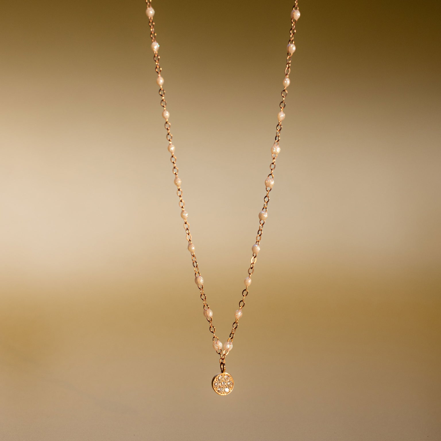 Gigi Clozeau - Collier opale Puce diamants, or rose, 42 cm