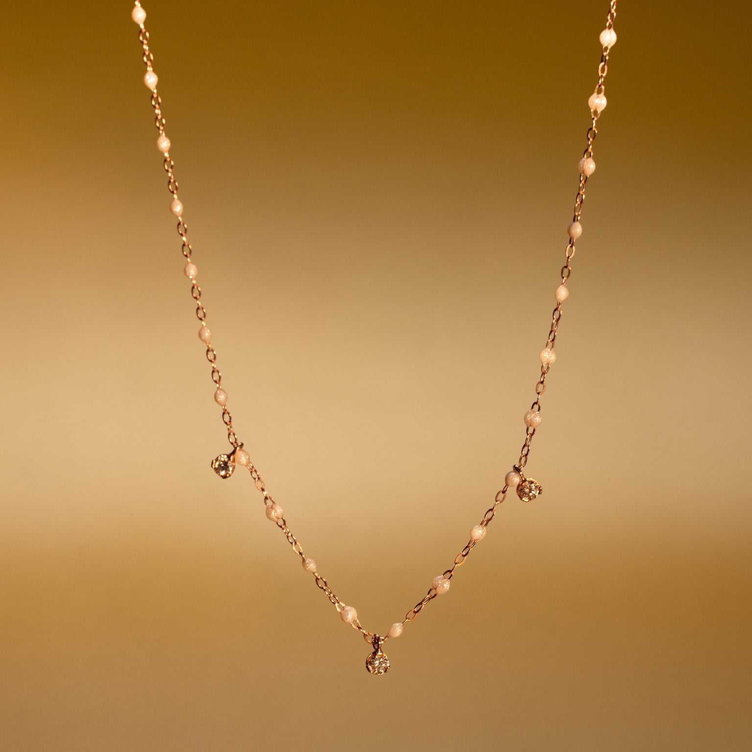 Gigi Clozeau - Collier opale Gigi Suprême, or jaune, 3 diamants, 45 cm