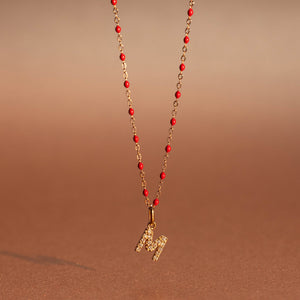 Gigi Clozeau - Collier coquelicot Classique Gigi, or rose, 42 cm