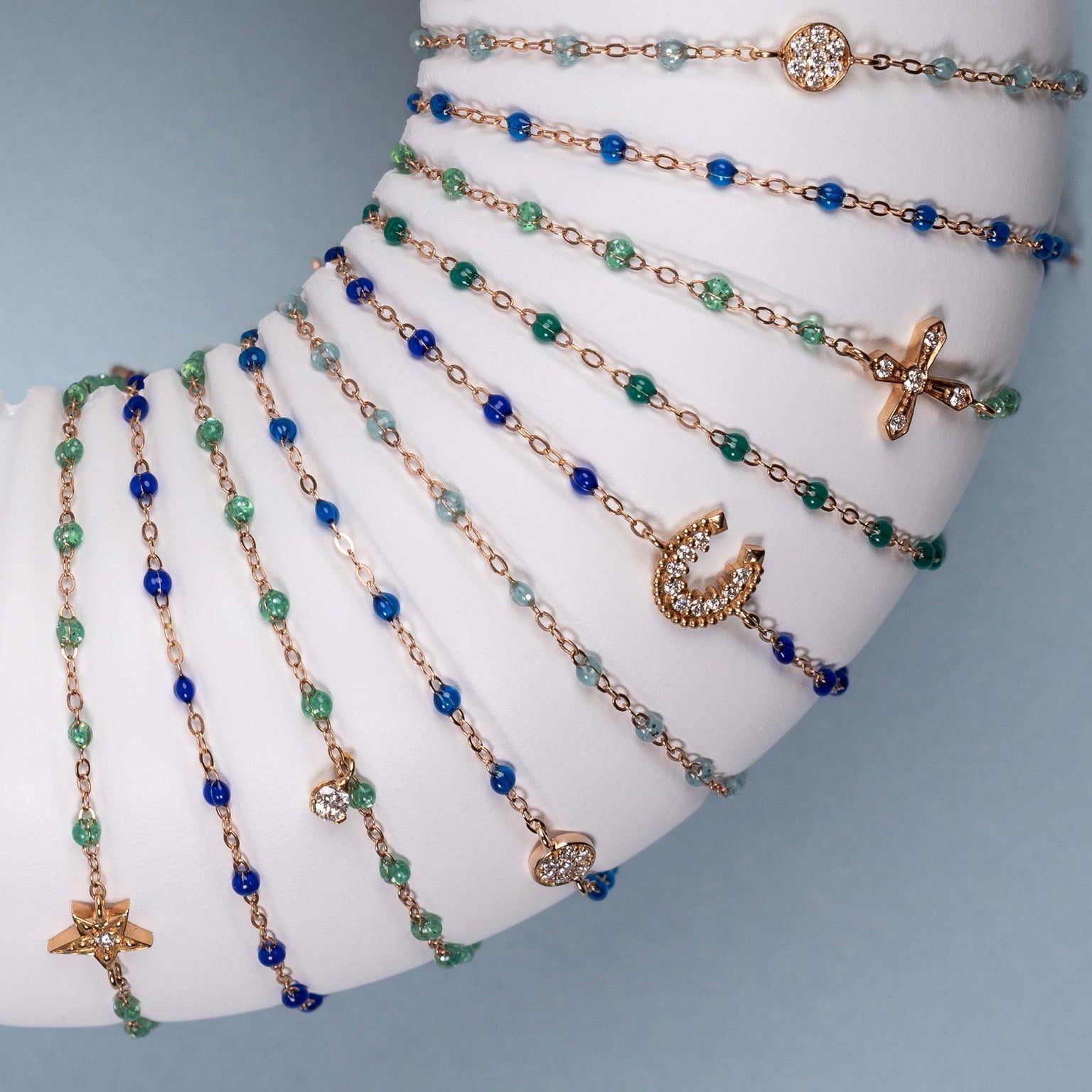 Gigi Clozeau - Pulsera menta Etoile diamante, oro rosa, 17 cm