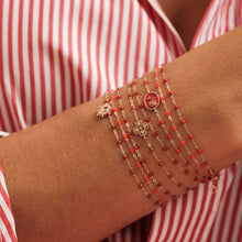 gigi clozeau - Bracelet Rose résine coquelicot, or rose, 17 cm