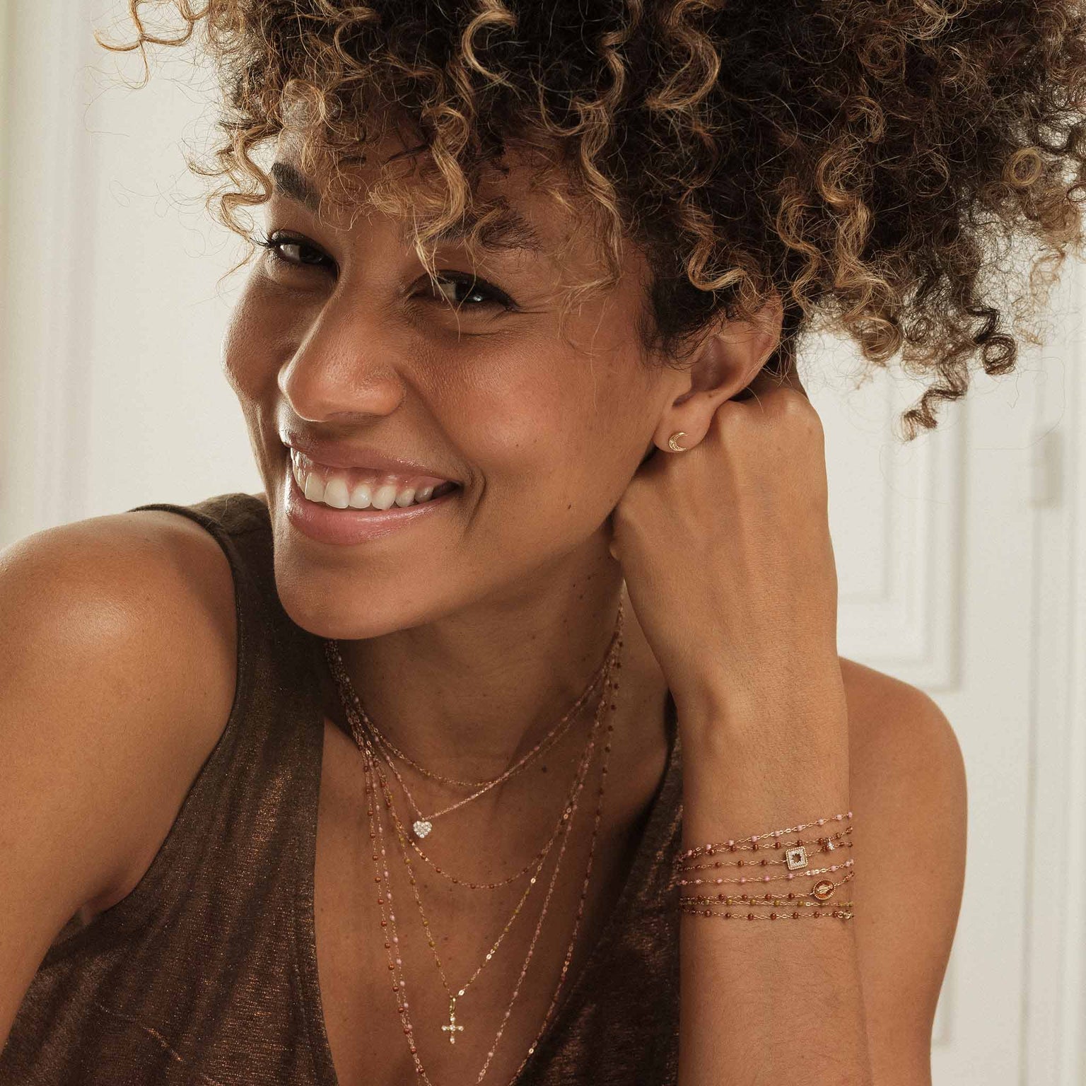 Gigi Clozeau - Collar terracota Classique Gigi, oro rosa, 45 cm