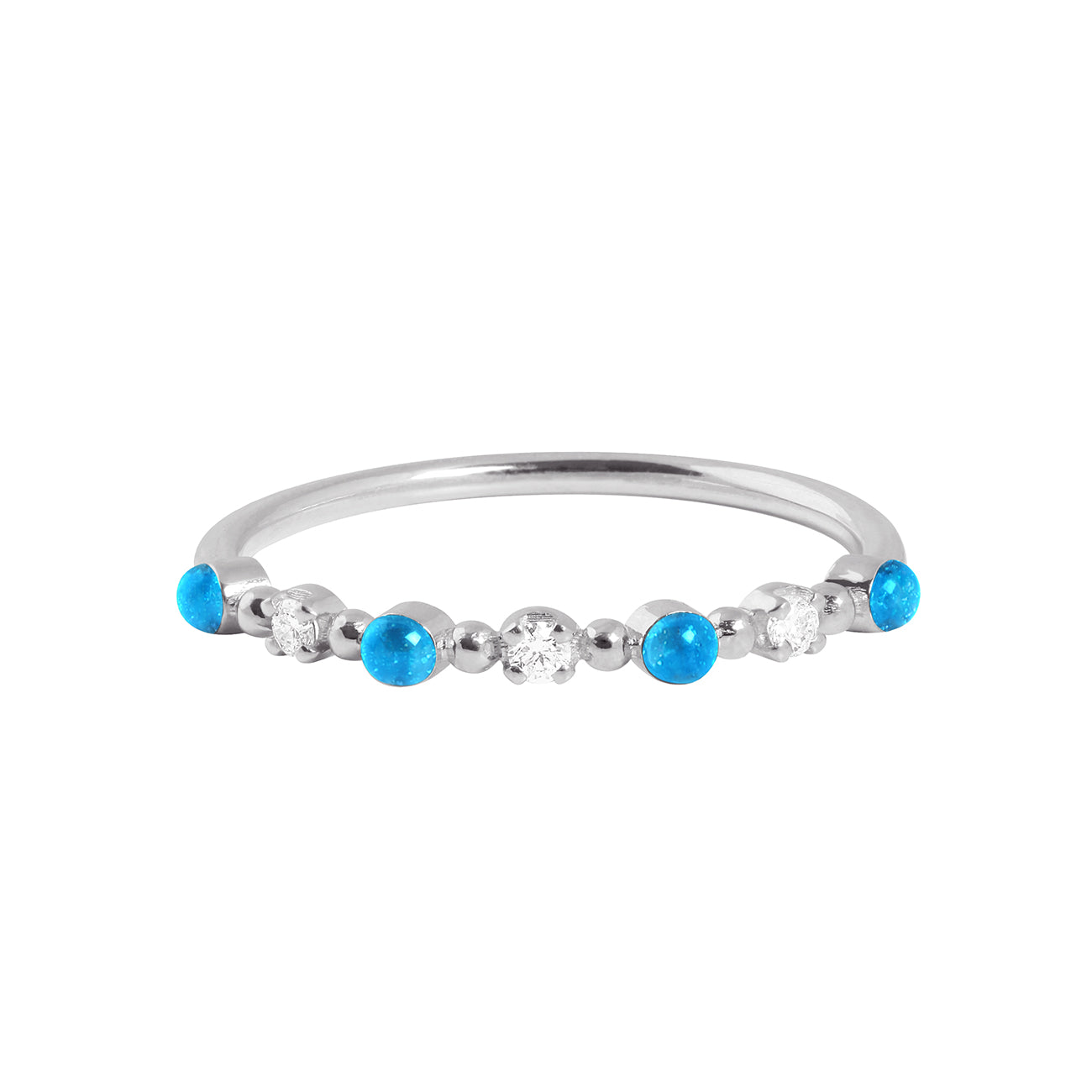 Gigi Clozeau - Bague azur Classique Gigi, 3 diamants, or blanc, T 54
