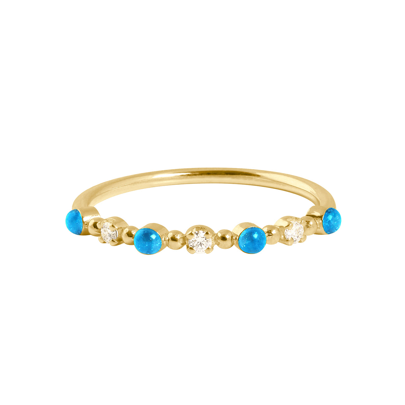 Gigi Clozeau - Bague azur Classique Gigi, 3 diamants, or jaune, T 54