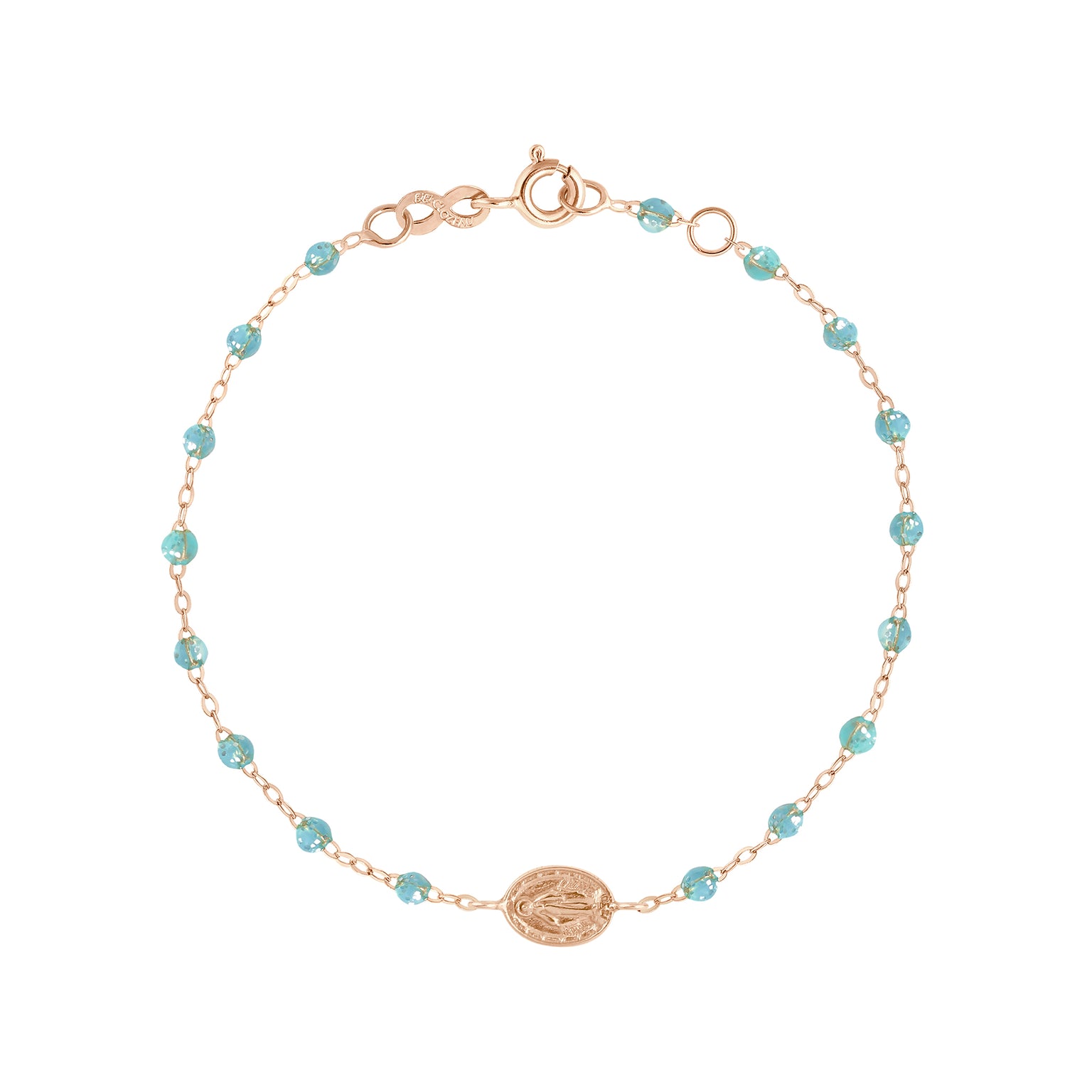 Gigi Clozeau - Bracelet aqua Madone or rose, 17 cm 