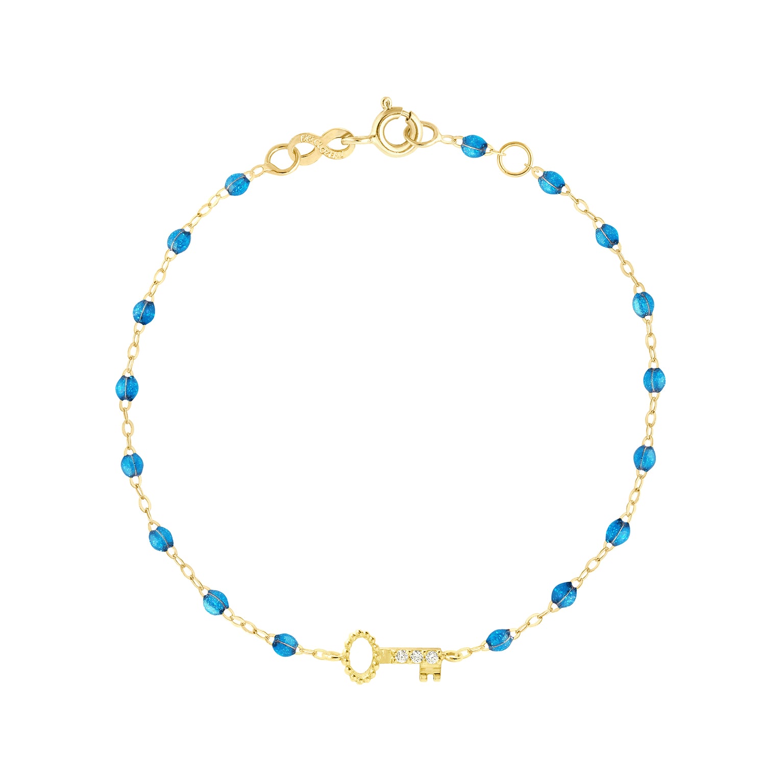 Gigi Clozeau - Bracelet azur Clé diamants, or jaune, 17 cm
