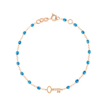 Gigi Clozeau - Bracelet azur Clé diamants, or rose, 17 cm