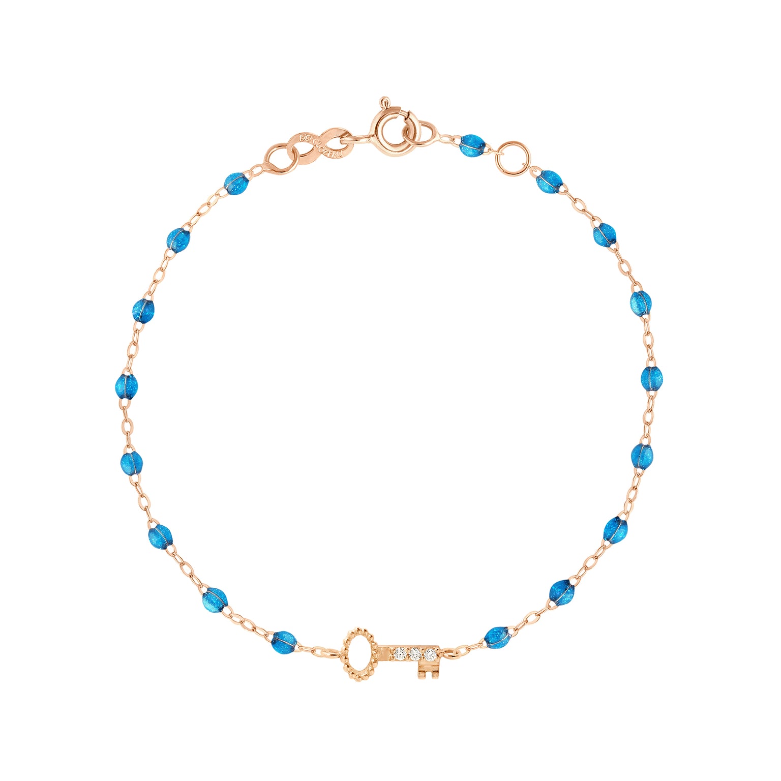 Gigi Clozeau - Bracelet azur Clé diamants, or rose, 17 cm