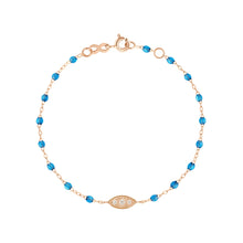 Gigi Clozeau - Bracelet azur Clin d’œil diamants, or rose, 17 cm