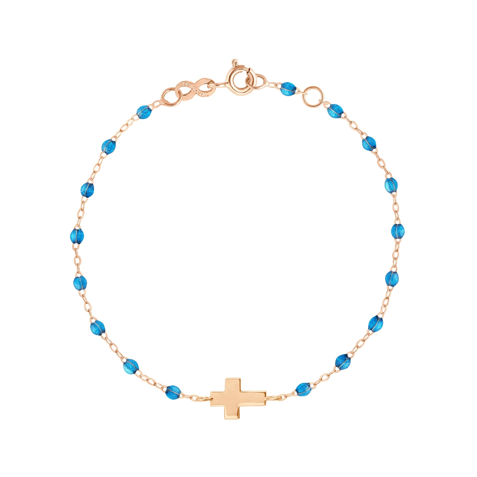 Gigi Clozeau - Bracelet azur Croix, or rose, 17 cm