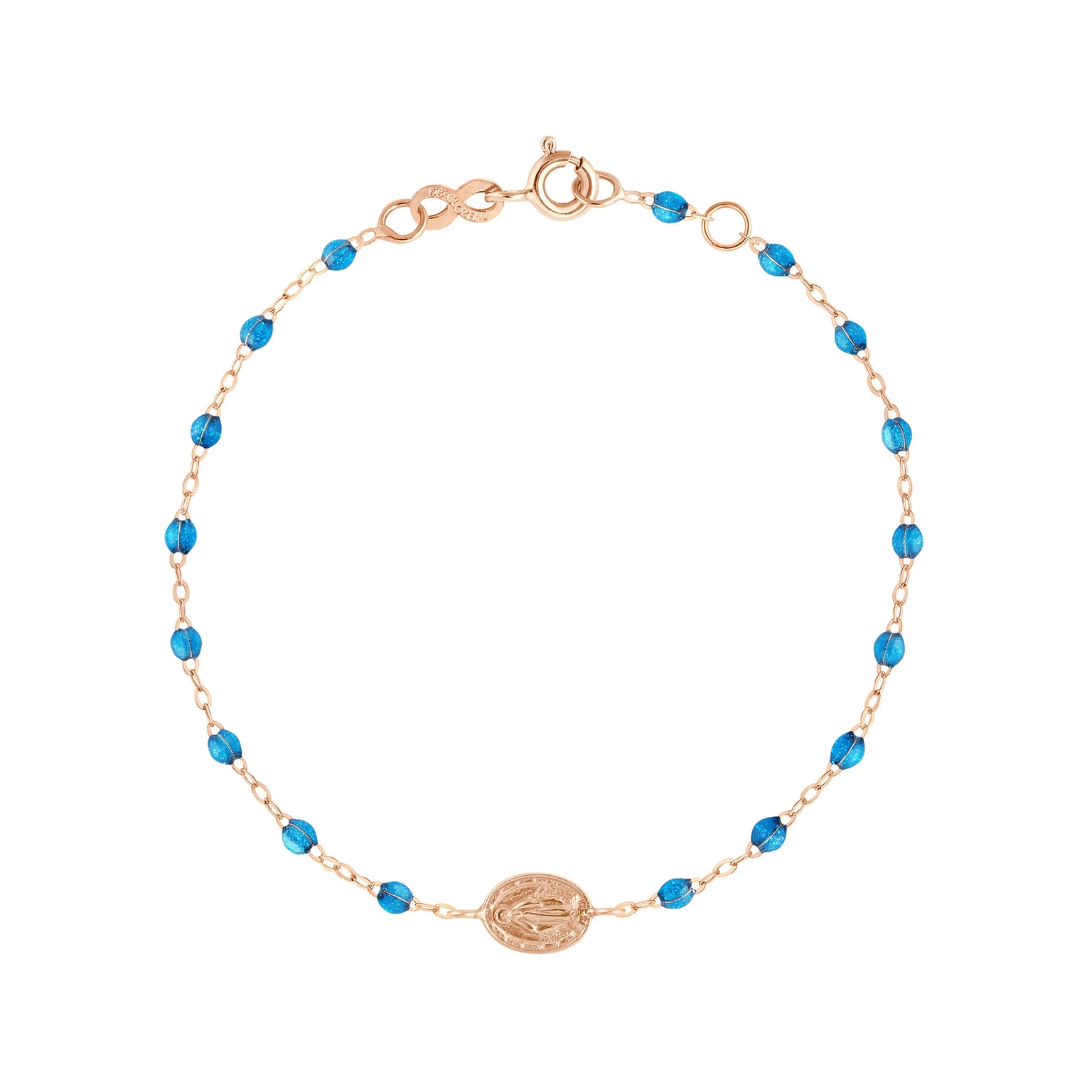 Gigi Clozeau - Bracelet azur Madone, or rose, 17 cm