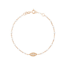Gigi Clozeau - Bracelet blanc Clin d’œil diamants, or rose, 17 cm