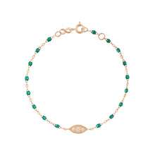 Gigi Clozeau - Bracelet émeraude Clin d’œil diamants, or rose, 17 cm