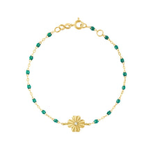 Gigi Clozeau - Bracelet émeraude Trèfle Lumière, diamant, or jaune, 17 cm