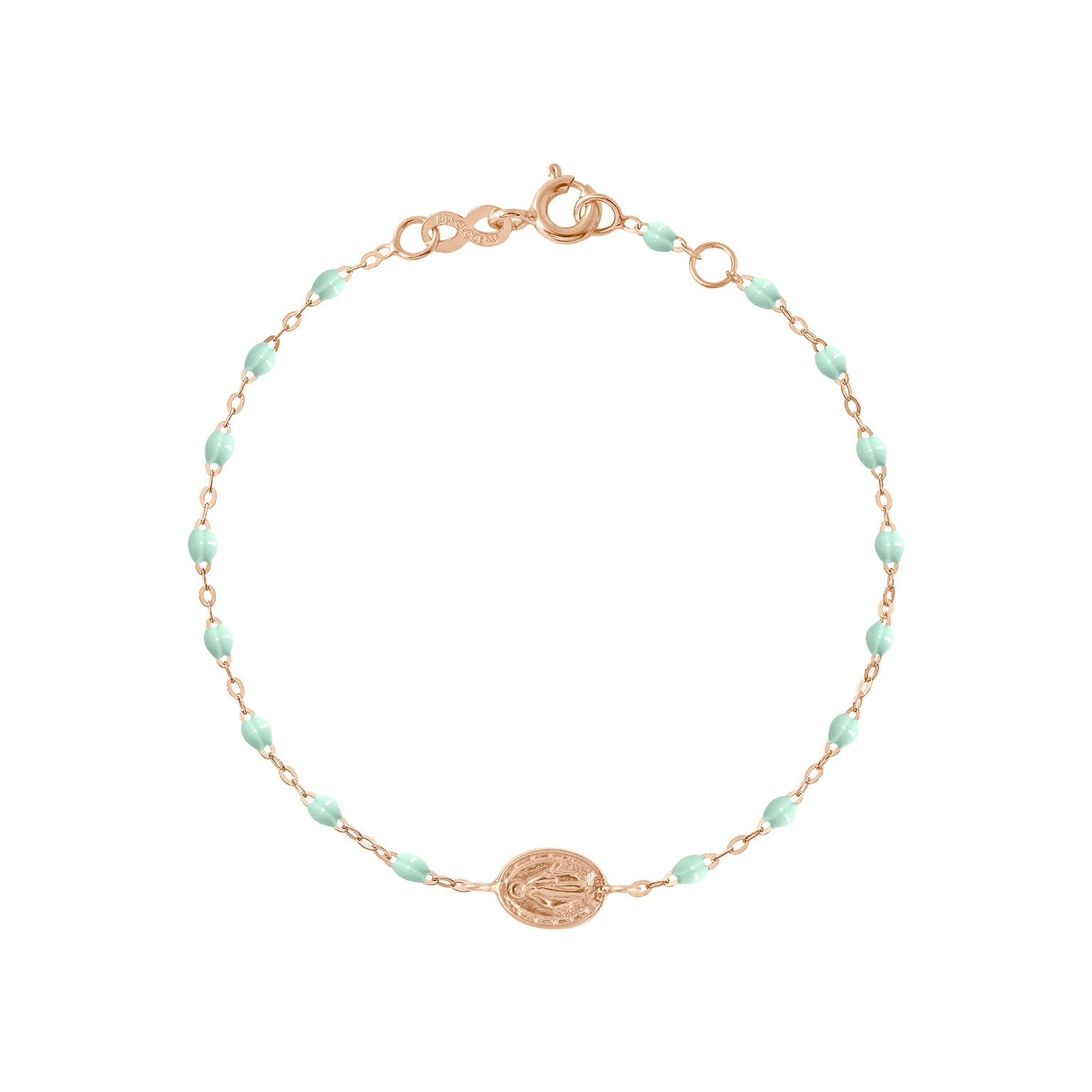 Gigi Clozeau - Bracelet jade Madone or rose, 17 cm 