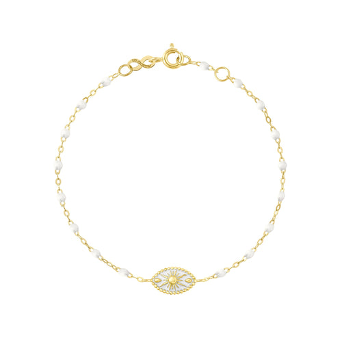 Gigi Clozeau - Bracelet Karma résine blanche, or jaune, 17cm