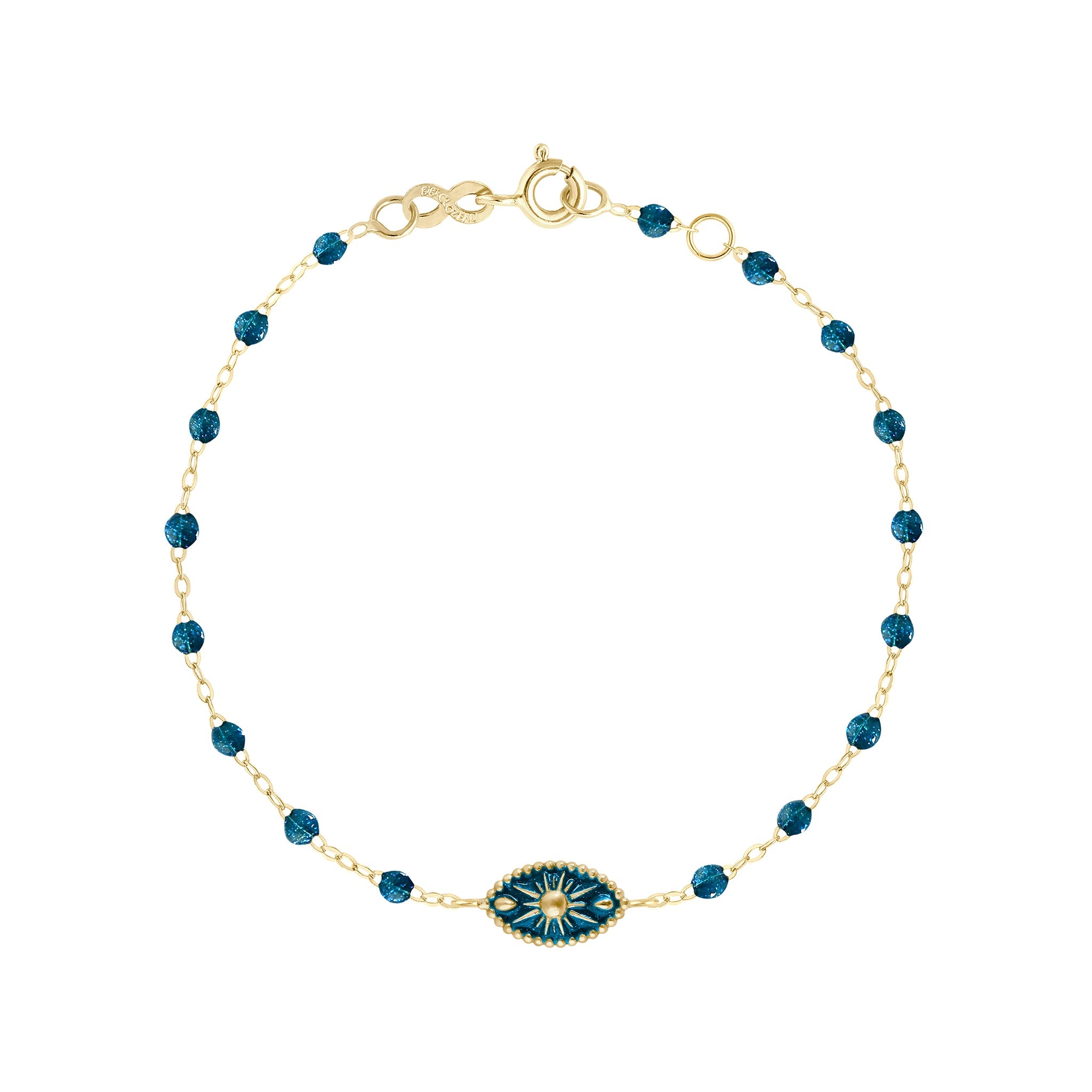Gigi Clozeau - Bracelet Karma résine jungle, or jaune, 17cm