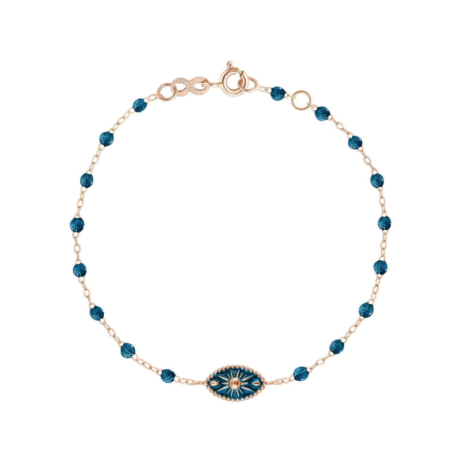Gigi Clozeau - Bracelet Karma résine jungle, or rose, 17cm