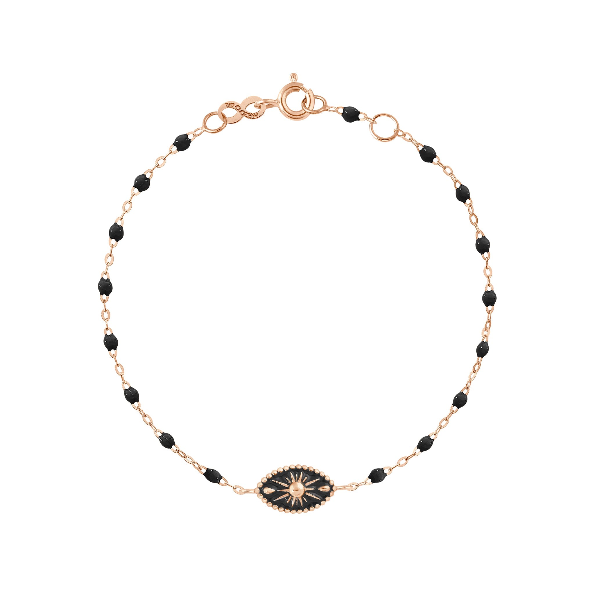 Gigi Clozeau - Bracelet Karma résine noire, or rose, 17cm
