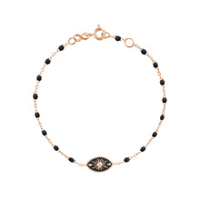 Gigi Clozeau - Bracelet Karma résine noire, or rose, 17cm