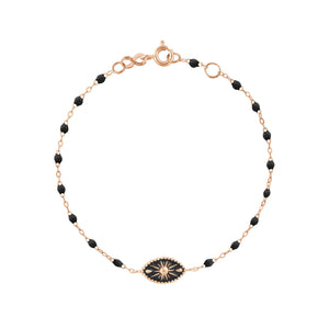 Gigi Clozeau - Bracelet Karma résine noire, or rose, 17cm