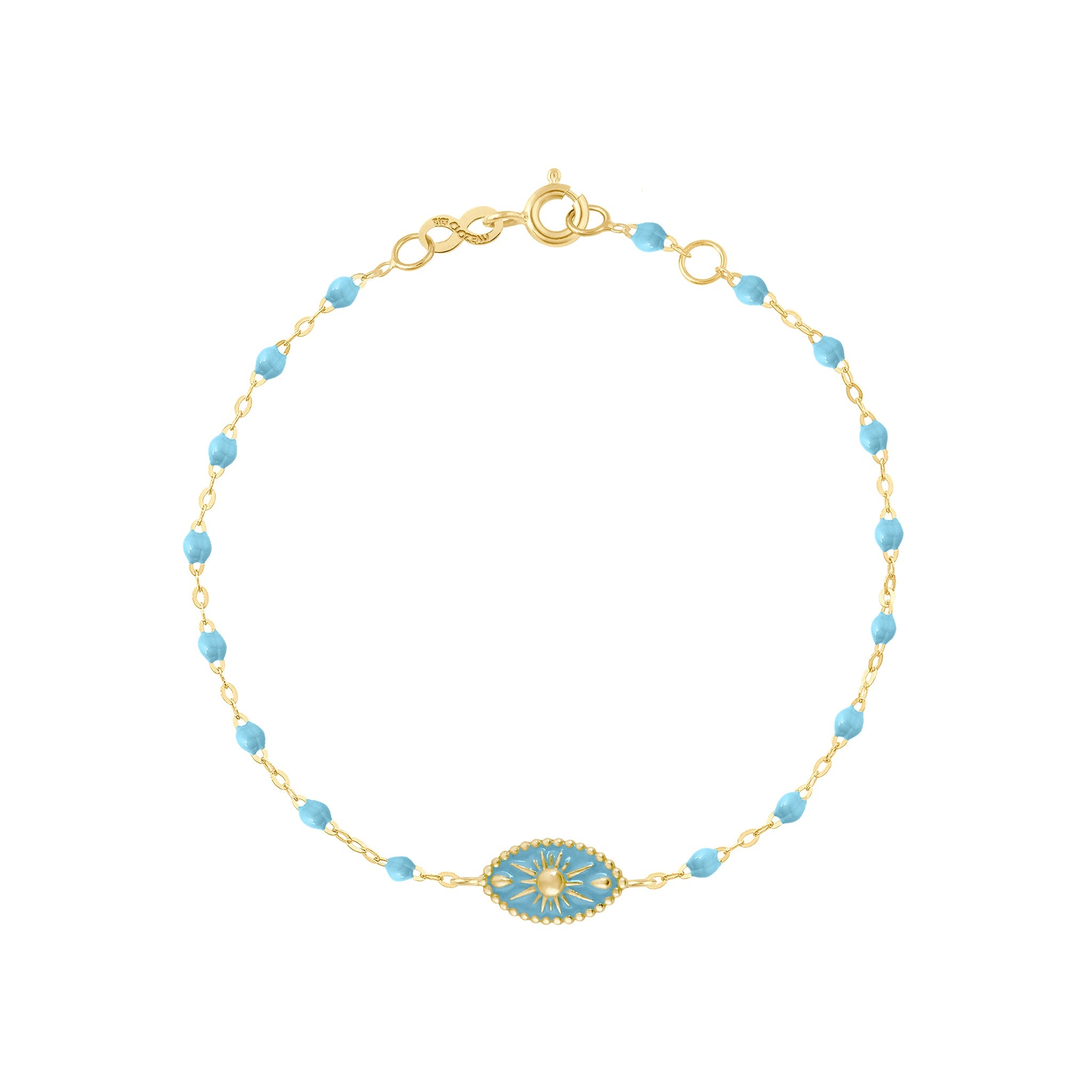 Gigi Clozeau - Bracelet Karma résine turquoise, or jaune, 17cm