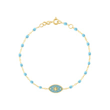 Gigi Clozeau - Bracelet Karma résine turquoise, or jaune, 17cm