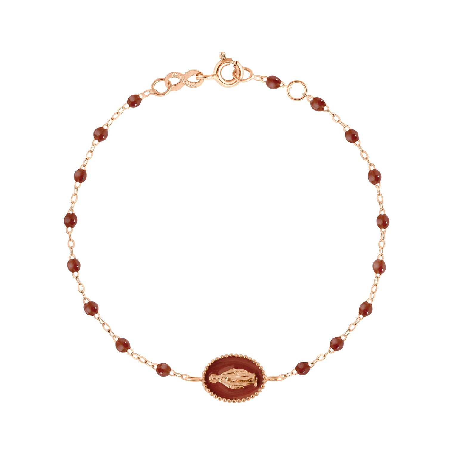 Gigi Clozeau - Bracelet Madone résine moka, or rose, 17 cm