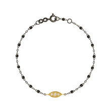 Gigi Clozeau - Bracelet noir Clin d’œil diamants, or noir et jaune, 17 cm