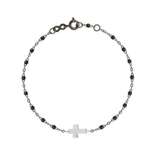 Gigi Clozeau - Bracelet noir Croix, or noir et blanc, 17 cm