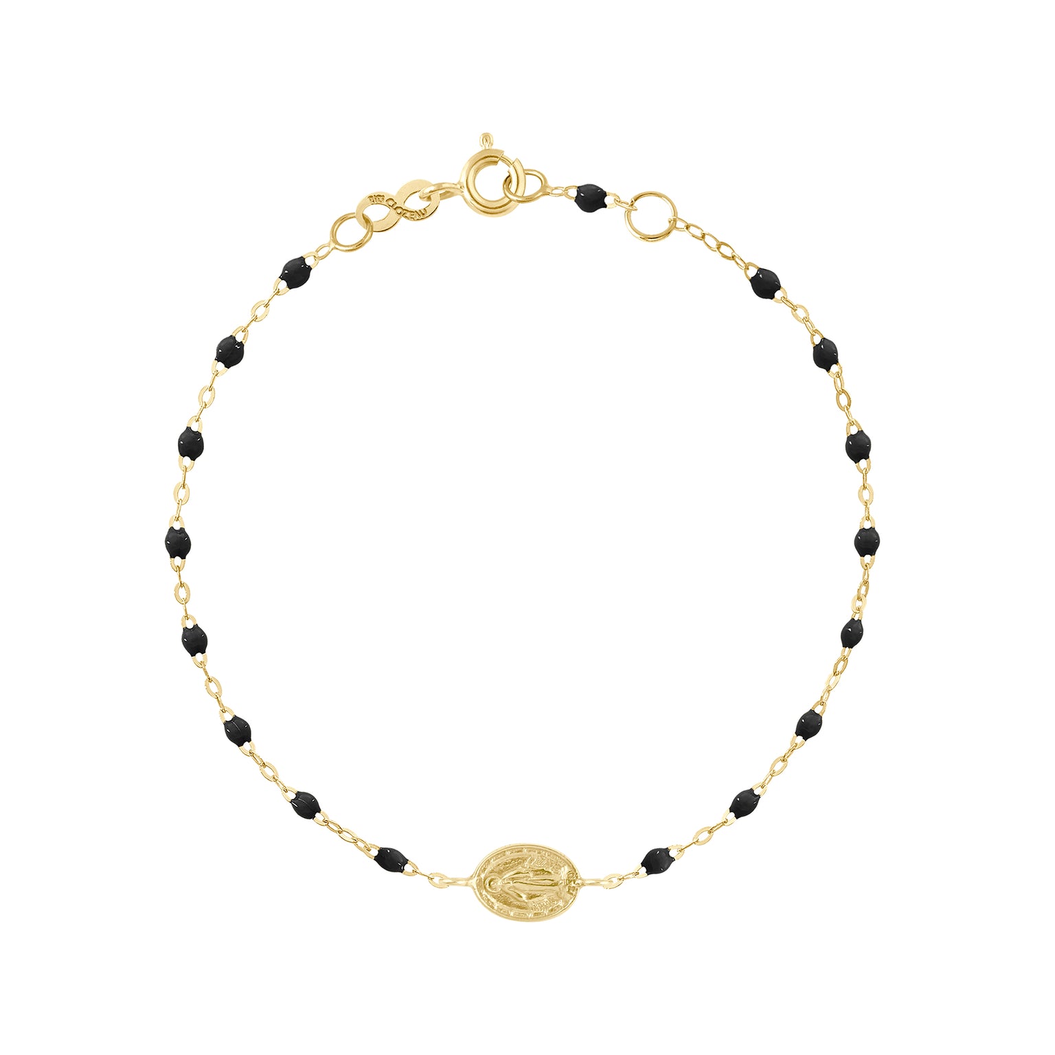 Gigi Clozeau - Bracelet noir Madone, or jaune, 17 cm 