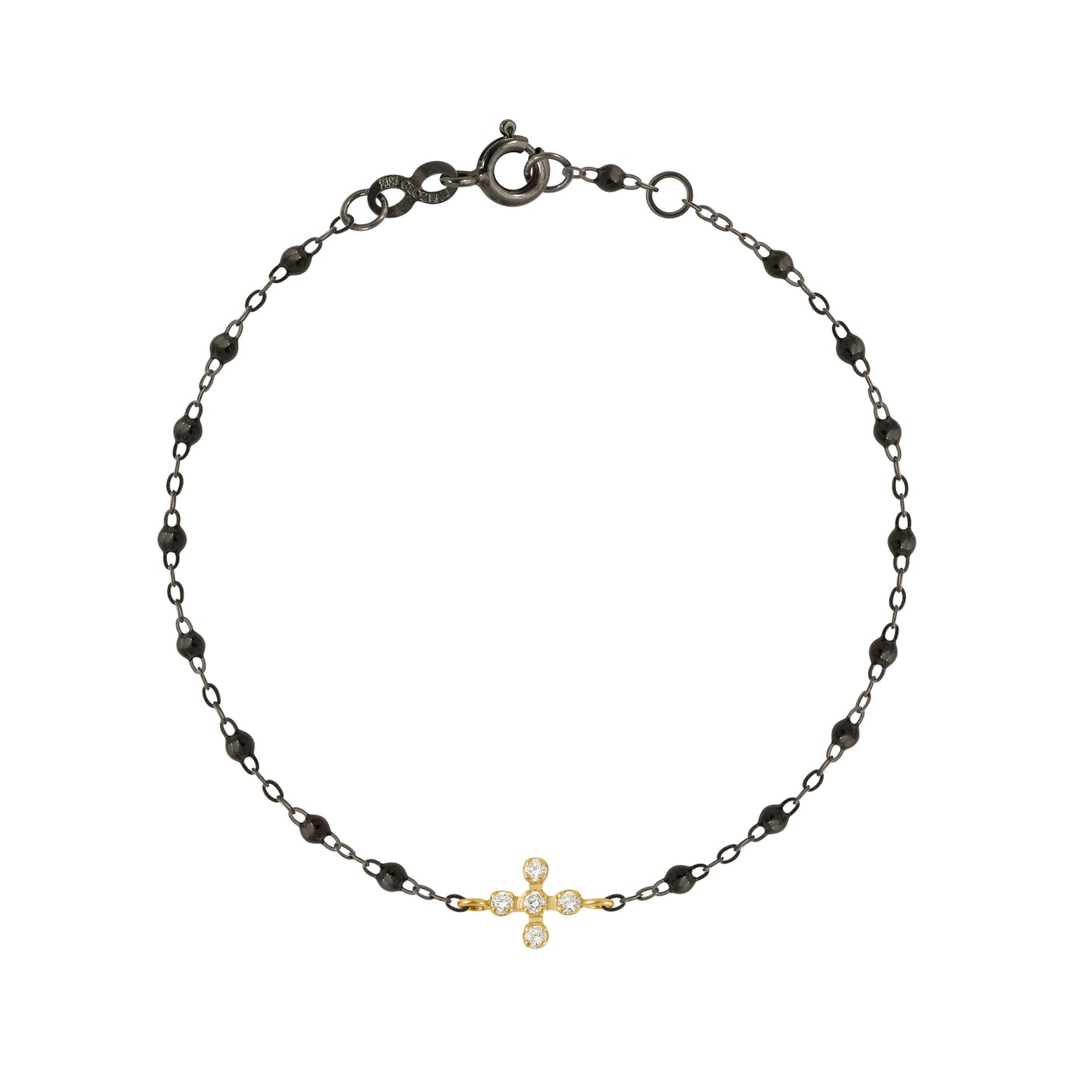Gigi Clozeau - Bracelet noir Spark diamants, or noir et jaune, 17 cm