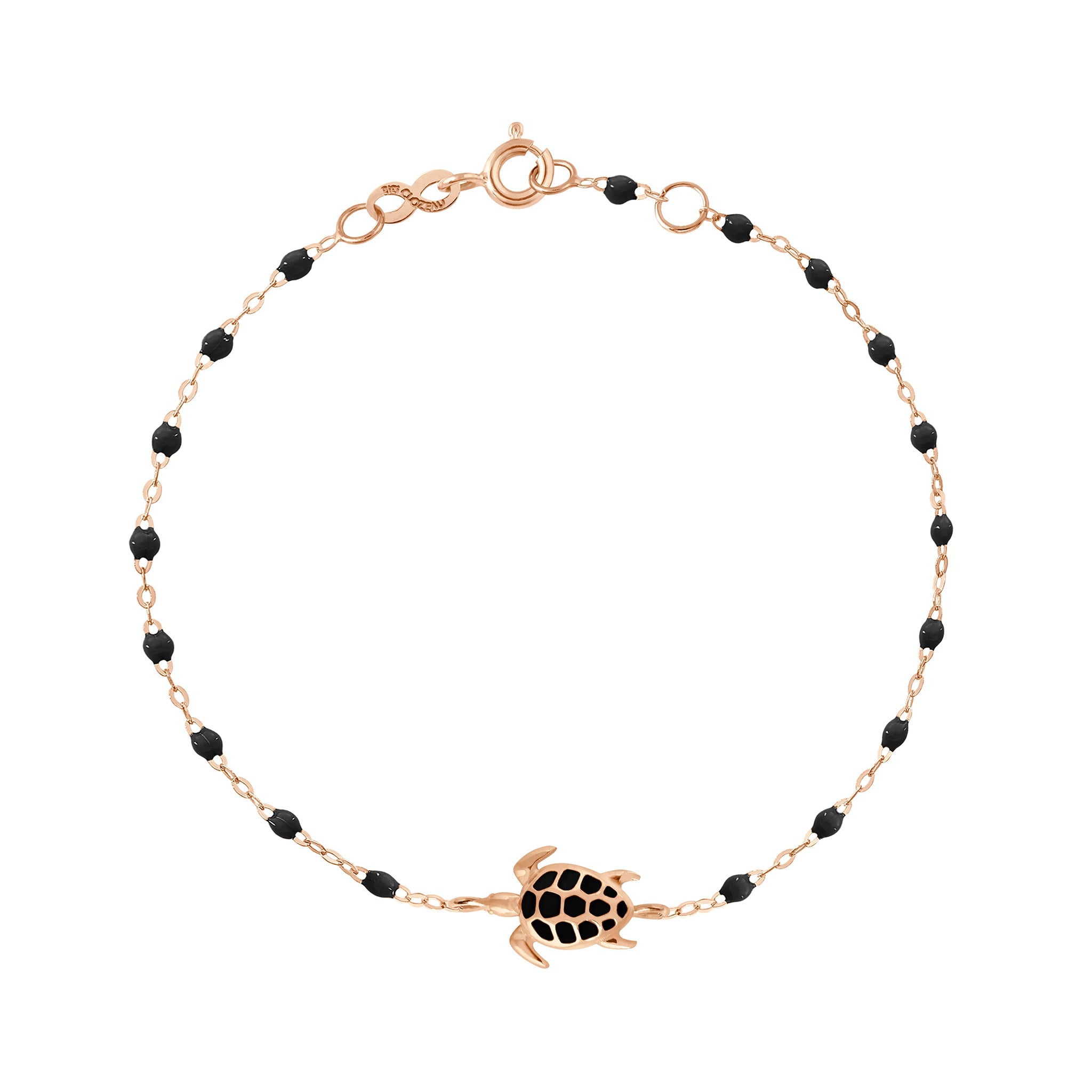 Gigi Clozeau - Bracelet noir Tortue, or rose, 17 cm