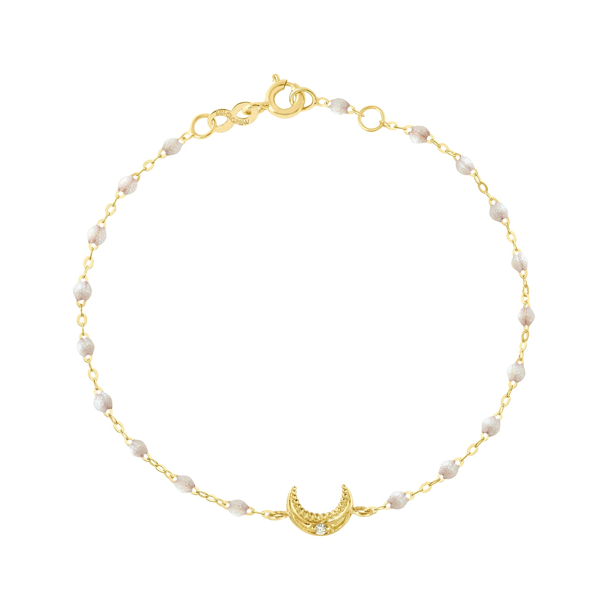 Gigi Clozeau - Bracelet opale Lune, diamant, or jaune, 17 cm