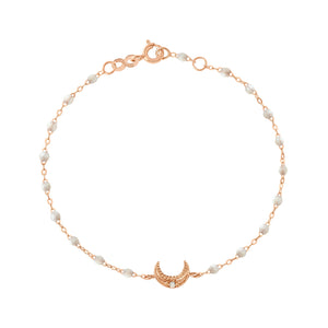 Gigi Clozeau - Bracelet opale Lune, diamant, or rose, 17 cm