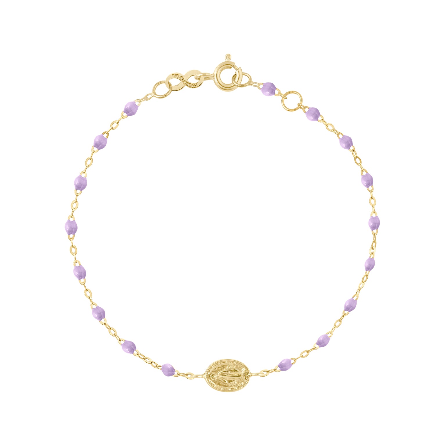 Gigi Clozeau - Bracelet parme Madone, or jaune, 17 cm 