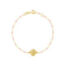 Gigi Clozeau - Bracelet rose bébé Trèfle Lumière, diamant, or jaune, 17 cm
