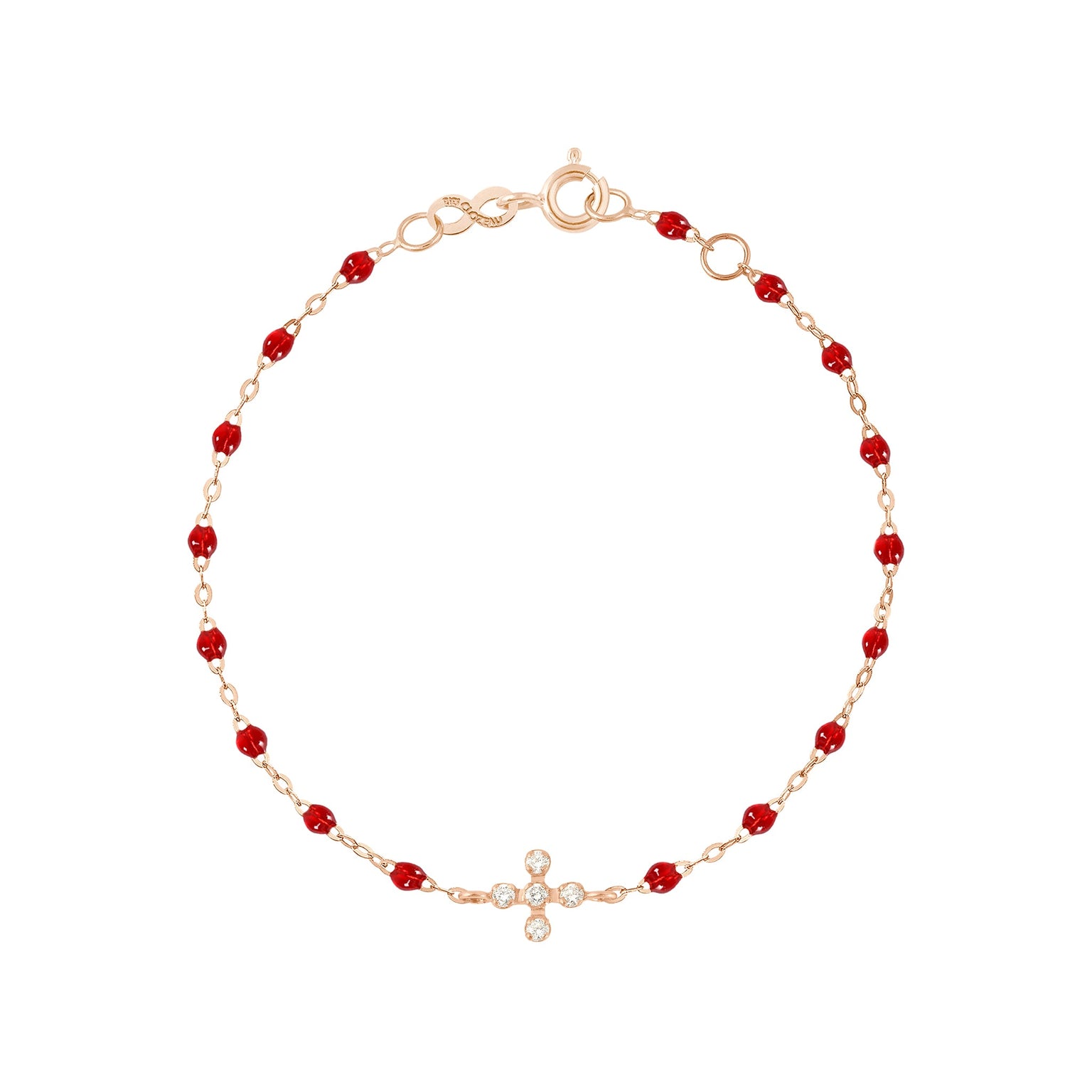 Gigi Clozeau - Bracelet rubis Spark diamants, or rose, 17 cm