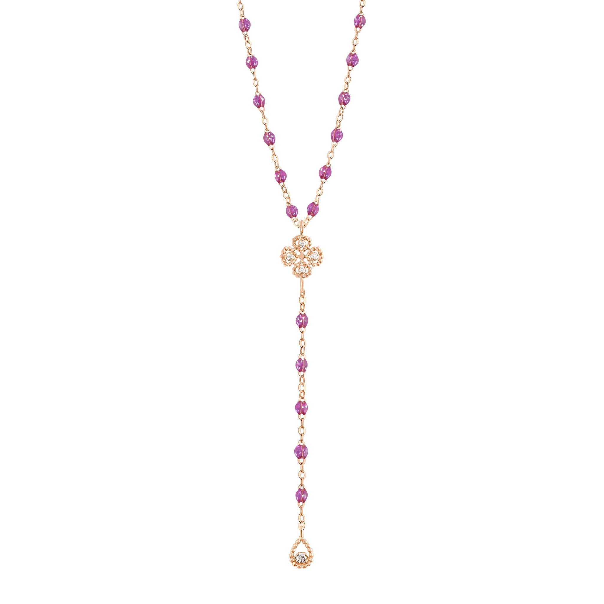 Gigi Clozeau - Chapelet galaxy Lucky Trèfle, diamants, or rose, 45 cm