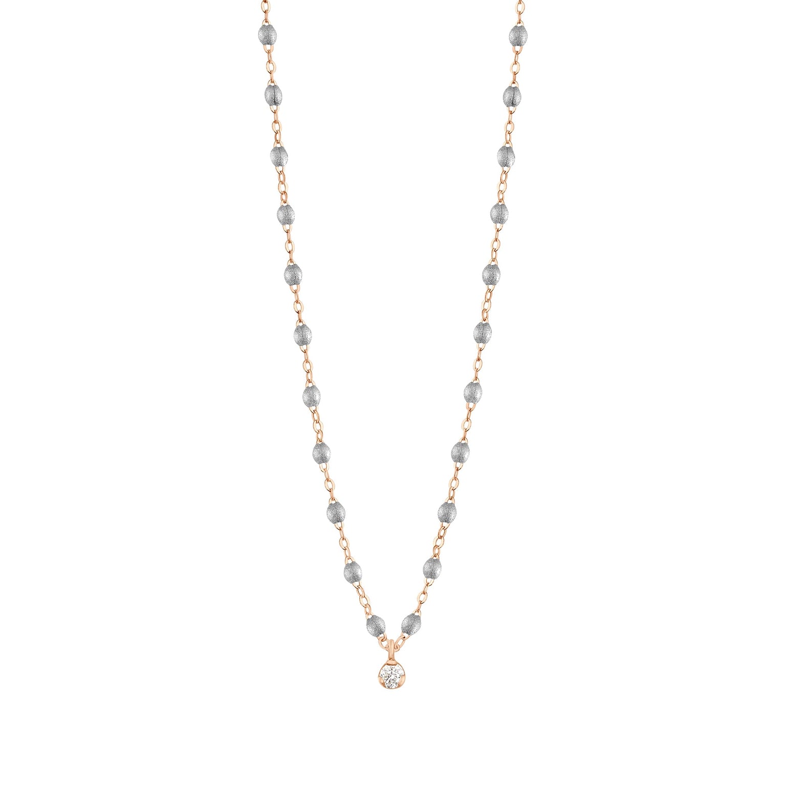 Gigi Clozeau - Collier argent Gigi Suprême, or rose, 1 diamant, 42 cm