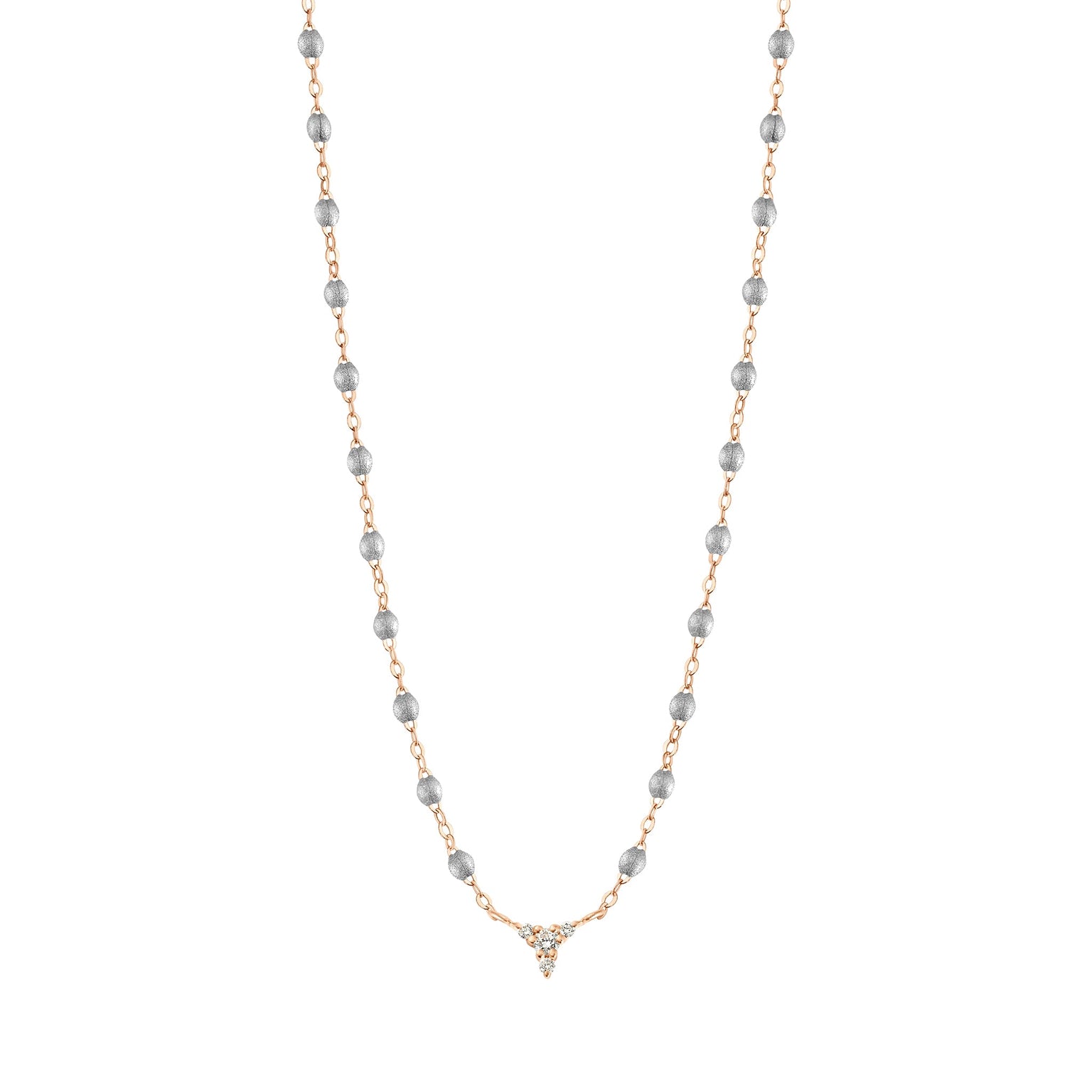 Gigi Clozeau - Collier argent petit Kosmos, diamants, or rose, 42 cm