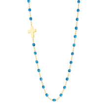 Gigi Clozeau - Collier azur Croix de côté, or jaune, 42 cm