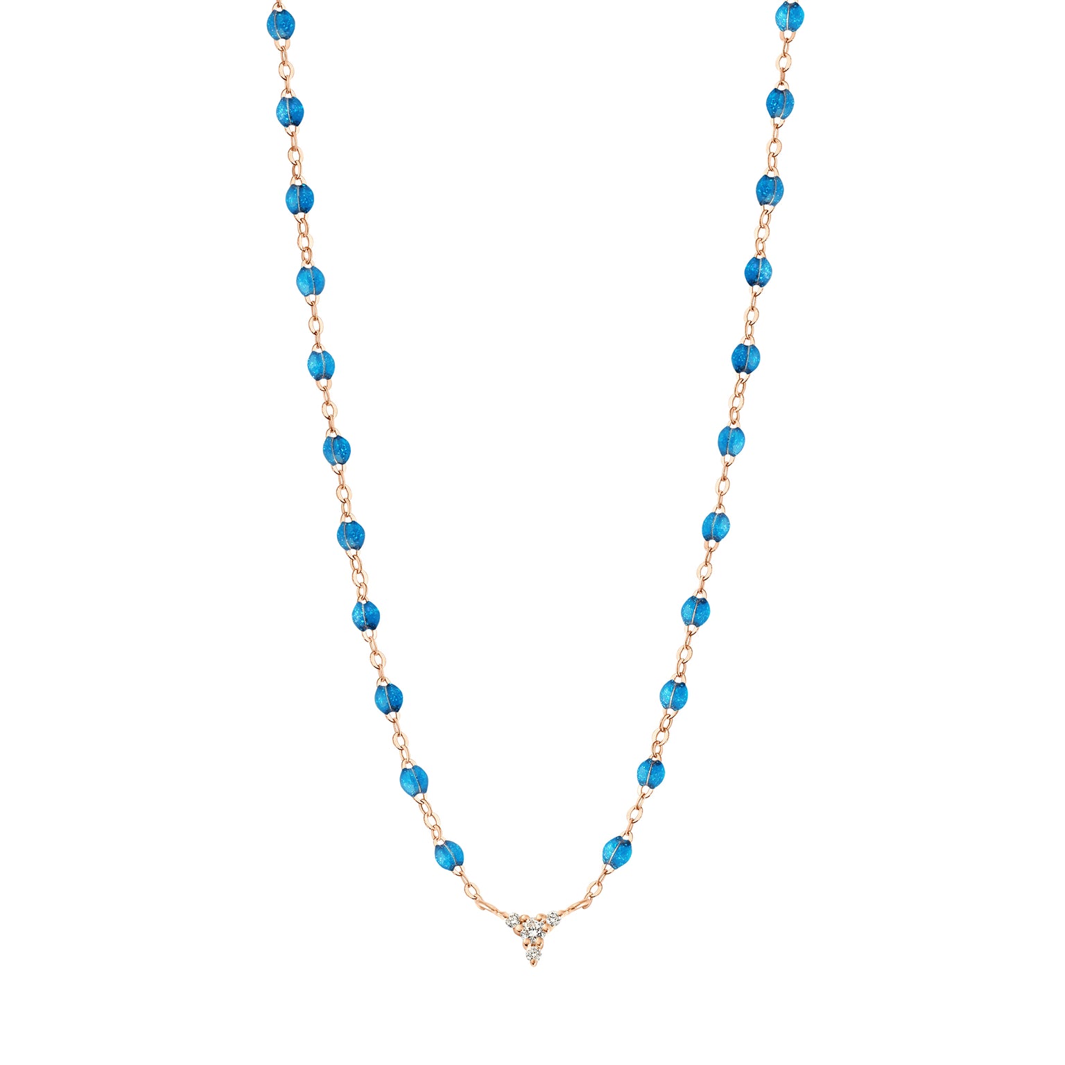 Gigi Clozeau - Collier azur petit Kosmos, diamants, or rose, 42 cm