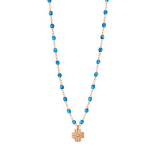 Gigi Clozeau - Collier azur Trèfle Lumière, diamant, or rose, 42 cm