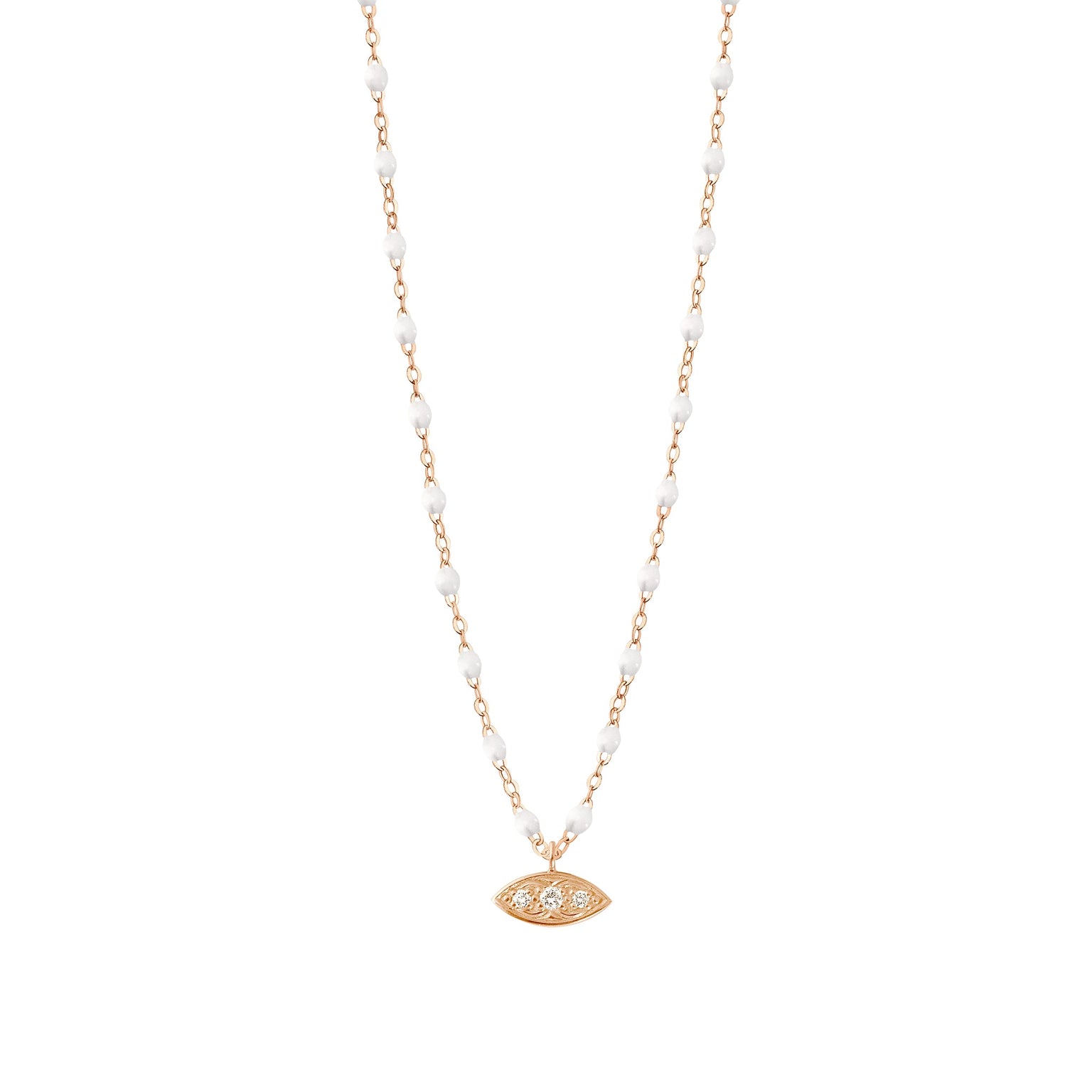 Gigi Clozeau - Collier blanc Clin d’œil diamants, or rose, 42 cm