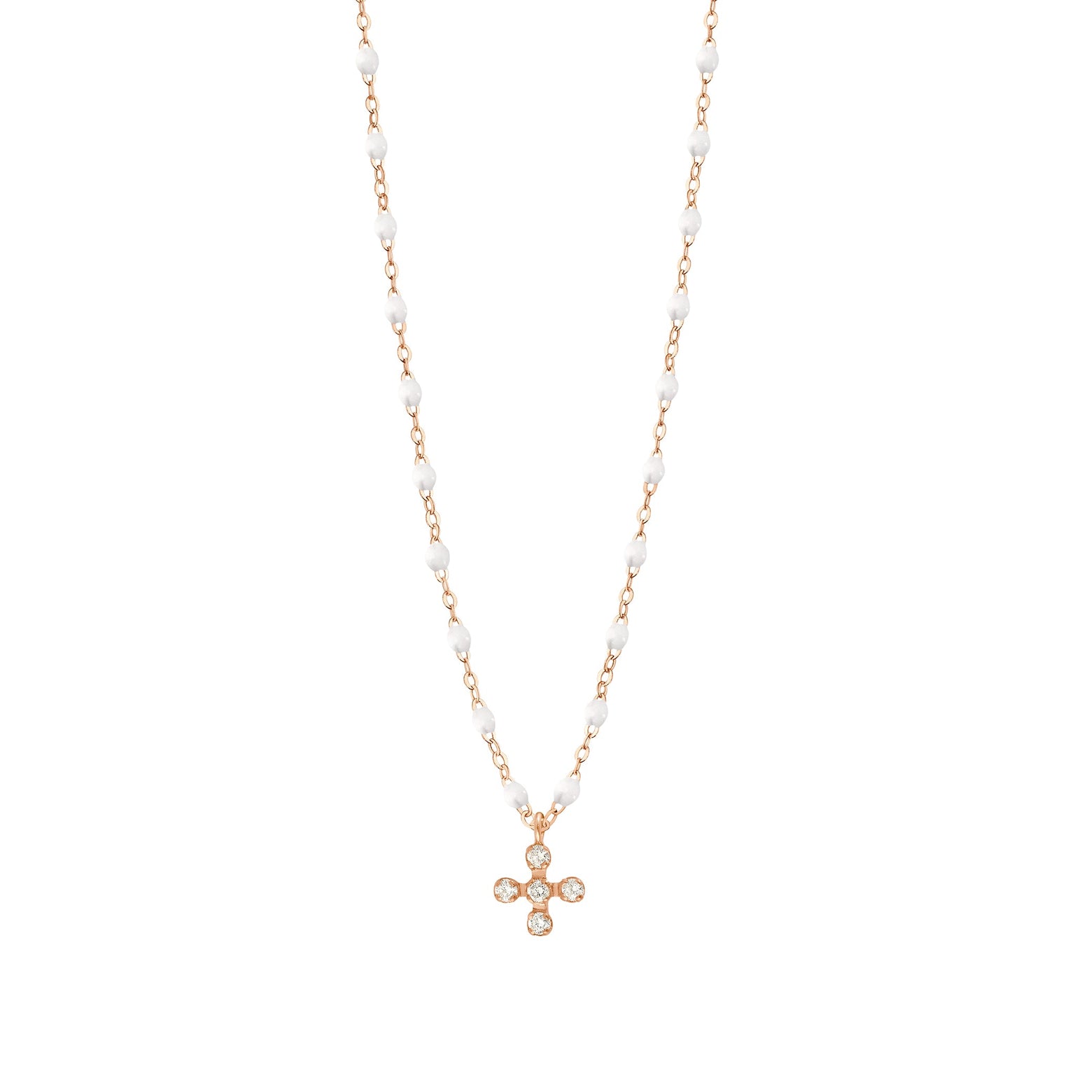 Gigi Clozeau - Collier blanc Spark diamants, or rose, 42 cm